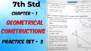 Practice set 3 Class 7  Chapter 1 Geometrical Constructions  7th standard  Maths  MH State Board [upl. by Matronna]