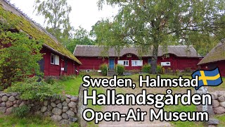 Old buildings OpenAir Museum walking tour of Hallandsgården in Halmstad Sweden [upl. by Hannej575]