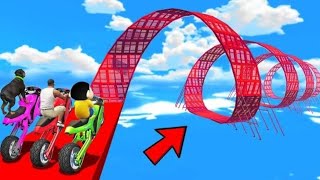 SHINCHAN AND FRANKLIN TRIED THE IMPOSSIBLE SPIRAL LOOP WALLRIDE OBSTACLE PARKOUR CHALLENGE GTA 5 [upl. by Reahard]