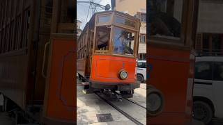 Tranvía de Sóller passing through the city centre of Sóller Mallorca 190824 [upl. by Renraw]