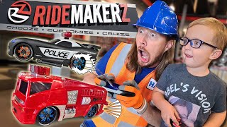 Handyman Hal explores Ridemakerz  Build RC Car Fire Truck  Fun Video for Kids [upl. by Rozek999]