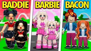 BARBIE vs BADDIE vs BACON Family in Roblox [upl. by Nauqas]