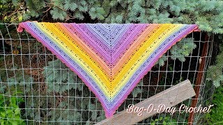 Crochet Easy Shawl Tutorial  RAINBOW SHERBET SHAWL  BAGODAY CROCHET TUTORIAL [upl. by Ahsieki]