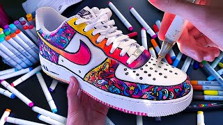 Custom DOODLE Air Force 1s  🖍👟 sAtiSfyiNg [upl. by Firooc]