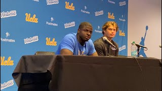 UCLA QB Ethan Garbers LB Oluwafemi Oladejo after 4213 loss to Indiana in home opener 914 [upl. by Aiekam]