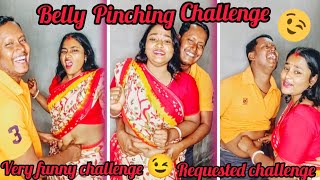 belly pinching challengehusband vs wifevery funny😉comedychallengeviralvideo very hot🔥challenge [upl. by Aggappera]