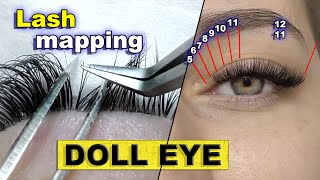 DOLL EYE MAPPING  Online eyelash extensions training  Volume lash extensions 2D [upl. by Analak897]