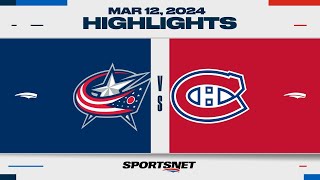 NHL Highlights  Blue Jackets vs Canadiens  March 12 2024 [upl. by Aloek]