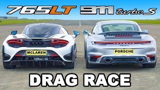 McLaren 765LT v Porsche 911 Turbo S DRAG RACE [upl. by Laubin]