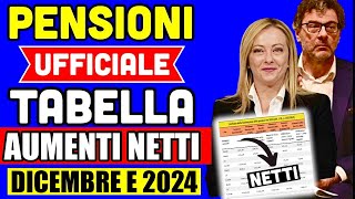 ✅ PENSIONI TABELLA AUMENTI NETTI DICEMBRE e 2024 📈 FASCIA PER FASCIA ECCO DI QUANTO AUMENTANO💰 [upl. by Aikim141]