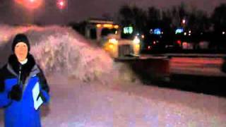 Reporter hit with snow from plow [upl. by Idnahk]