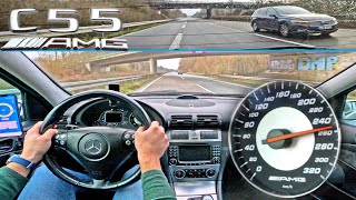 Mercedes C55 AMG W203 is OLD SCHOOL V8 FUN on AUTOBAHN [upl. by Enirbas172]