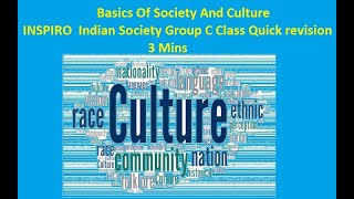 Basics Of Society And Culture INSPIRO Indian Society Group C Class Quick revision [upl. by Yvi]