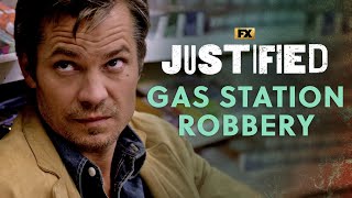 Raylan Gets Caught Up In A Gas Station Robbery  Scene  Justified  FX [upl. by Hank]