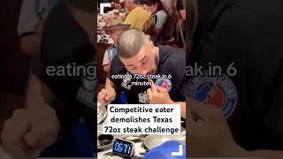 Competitive eater demolishes Texas 72oz steak challenge [upl. by Iorgo]