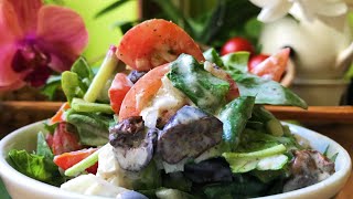 Olive Tomato Spinach Salad with Garlic Cashew Dressing  Take 3 [upl. by Assiral]