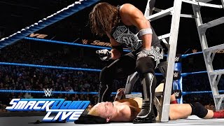 James Ellsworth vs WWE World Champion AJ Styles Contract Ladder Match SmackDown LIVE Nov 22 2016 [upl. by Petite]