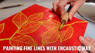 Painting Fine lines with encaustic wax and Trace your artwork  Encaustic painting tips [upl. by Htezzil]