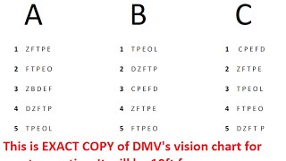 DMV Vision Test for Class C Vehicles [upl. by Trubow]