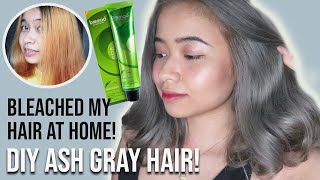 DIY BLEACH AND ASH GRAY HAIR COLOR AT HOME  Step by Step Process  Sammy V [upl. by Lekim]