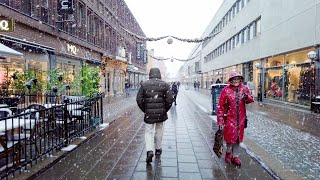 Winter Walk in Uppsala Sweden  Snowfall in The City [upl. by Afrikah145]