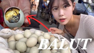 Korean girl ACCEPT BALUT CHALLENGE Filipino Unique Street Food🇵🇭❤️🇰🇷 [upl. by Eolhc]