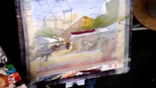 Cityscapes Wet Streets and Reflections in Watercolor  Ron Stocke at Oil and Water Art Supply [upl. by Ocram]