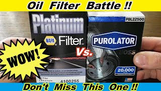 Napa Platinum PFL4100255 Oil Filter Cut Open vs Purolator Boss PBL22500 Oil Filter Cut Open [upl. by Esdras]