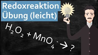 Übung Redoxreaktion leicht Wasserstoffperoxid  Kaliumpermanganat bilden Braunstein  Sauerstoff [upl. by Neely]