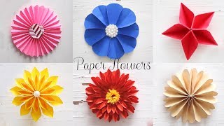 6 Easy Paper Flowers  Flower Making  DIY [upl. by Learsiy]