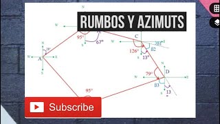 RUMBOS Y AZIMUTS ING CIVIL GRUPO 1 EJR 22 [upl. by Aeduj]