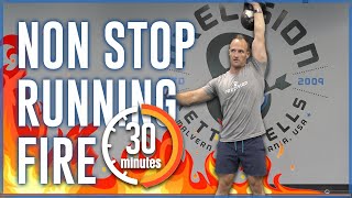 RUNNING FIRE  30 Minute NON STOP Kettlebell HIIT Workout  Basic but BRUTAL [upl. by Etnoed]