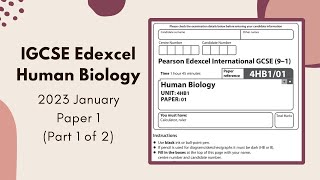 2023 January Paper 1 IGCSE Human Biology 4HB1  Part 1 of 2 Q1Q4 [upl. by Attolrahc926]