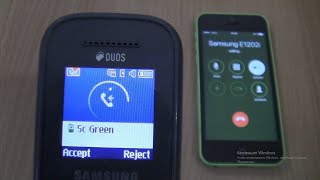 Incoming call amp Outgoing call at the Same Time Iphone 5c Green Samsung E 1202 I [upl. by Dorkus312]