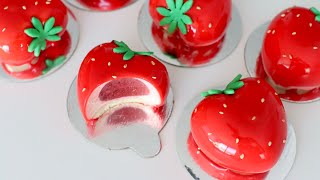 Strawberry mini cake Easier than you think 딸기 미니 무스 케이크 생각보다 만들기 쉬워요 [upl. by Kubetz]