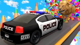 Police Car Breaking Blocks and Painting Street Vehicle with Learn Colors  ZORIP [upl. by Inafetse]