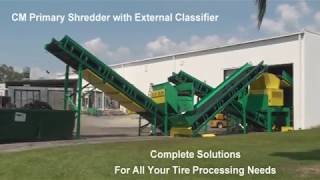 Tire Recycling Equipment Systems  CM Primary Shredder with External Classifier [upl. by Lamberto258]