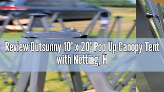 Review Outsunny 10 x 20 Pop Up Canopy Tent with Netting Heavy Duty Large Party Tent Instant Sun [upl. by Bouchier]