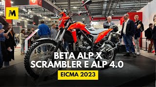 Beta Alp X Scrambler e Alp 40 a EICMA 2023 ENGLISH SUB [upl. by Synn]