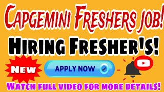 Capgemini Off Campus Recruitment 2024 Hiring for Freshers Apply Now [upl. by Bihas]