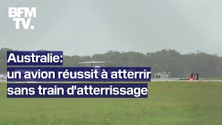 Australie un avion atterrit sans train datterrissage et sans encombre [upl. by Novahs]