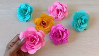 How to make Realistic Easy paper Roses  Paper flower DIY Rose flower making [upl. by Bowes226]