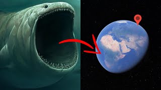 Sea Monsters Bloop Megalodon Blue Whale Shark Giant Squid In Real Life on Google Earth [upl. by Eryt401]