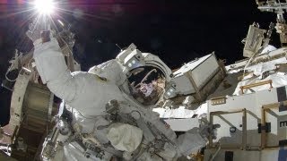 Astronauts space walk outside the International Space Station [upl. by Jenny]