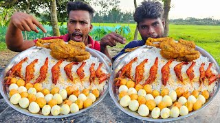 Eating spicy full chicken curry and shrimp curry with rice 🍤 🦐 🦐 [upl. by Johen]