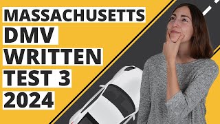 Massachusetts DMV Written Test 3 2024 60 Questions with Explained Answers [upl. by Nuoras954]