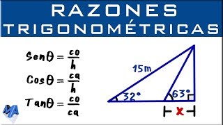 Razones trigonométricas  Aplicación con dos triángulos  Ejemplo 2 [upl. by Laurie68]