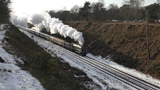 Steam Snow and an A4  60009 Union of South Africa roars up Gomshall Bank  02022019 [upl. by Harlow]