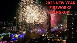 New Years Fireworks in Bangkok 2023 Amazing View Overlooking the Chao Phraya River [upl. by Caves]