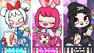 Trillizos separados al nacer Kuromi  Melody  Hello Kitty 💔 Historia triste  Avatar World [upl. by Kitti592]